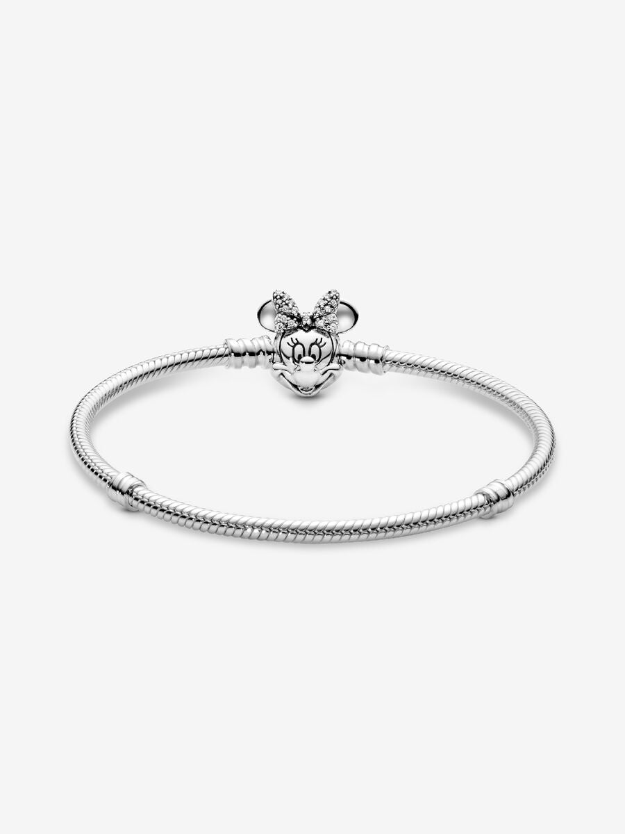 Disney Pandora Moments Pavé Minnie Mouse Clasp Snake Chain Bracelet