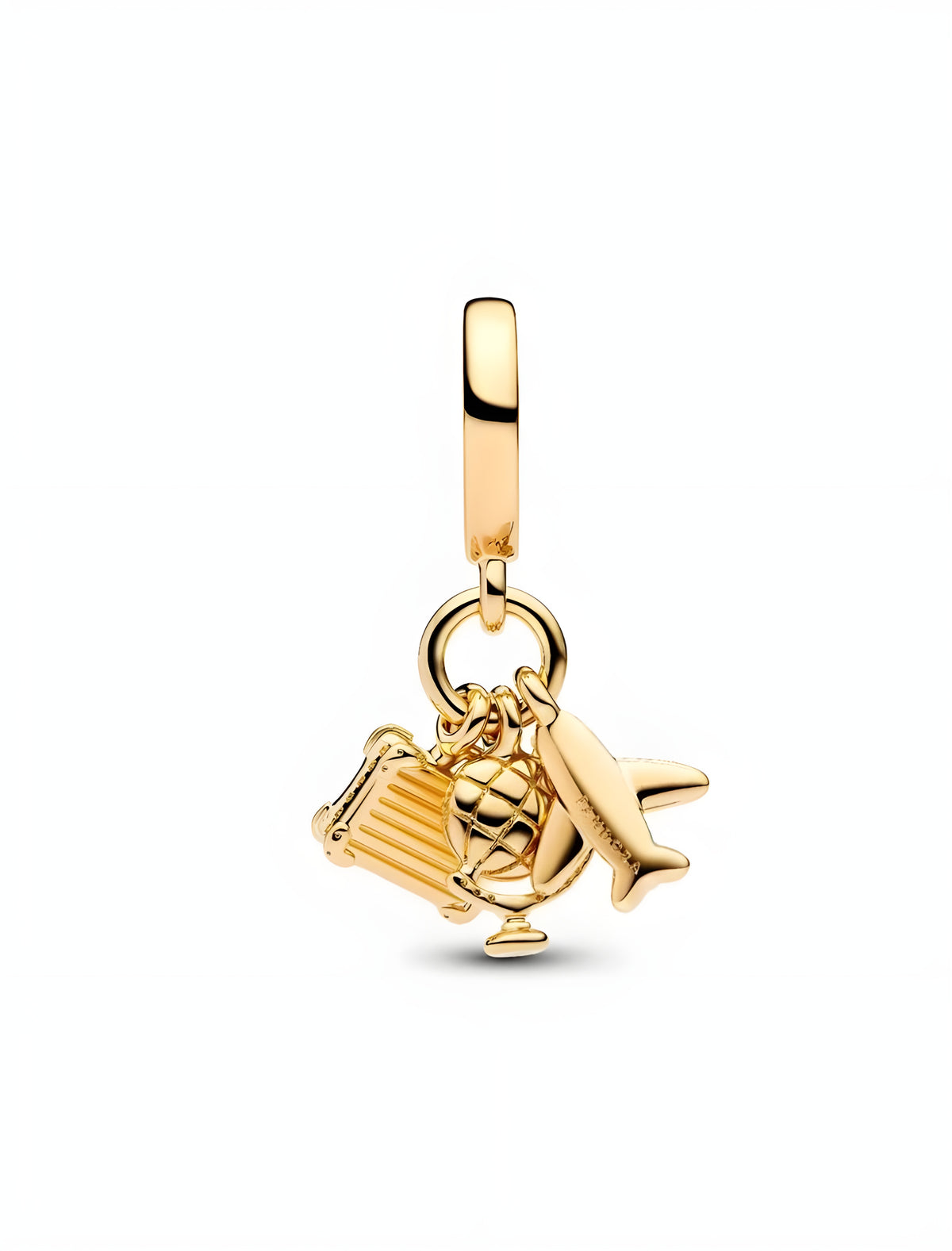 LIMITED EDITION Airplane, Globe & Suitcase Triple Dangle Charm