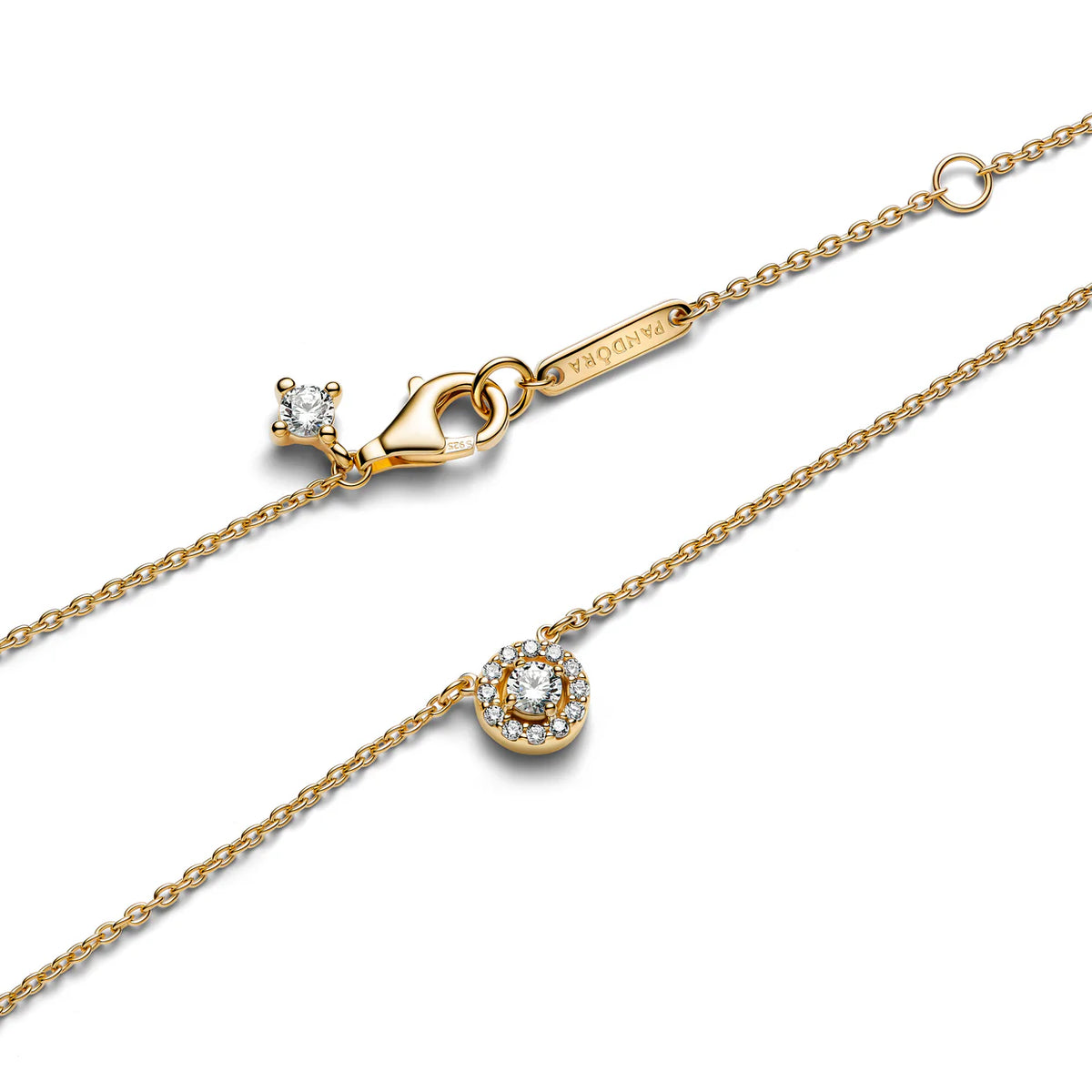 14k gold-plated collier with clear cubic zirconia