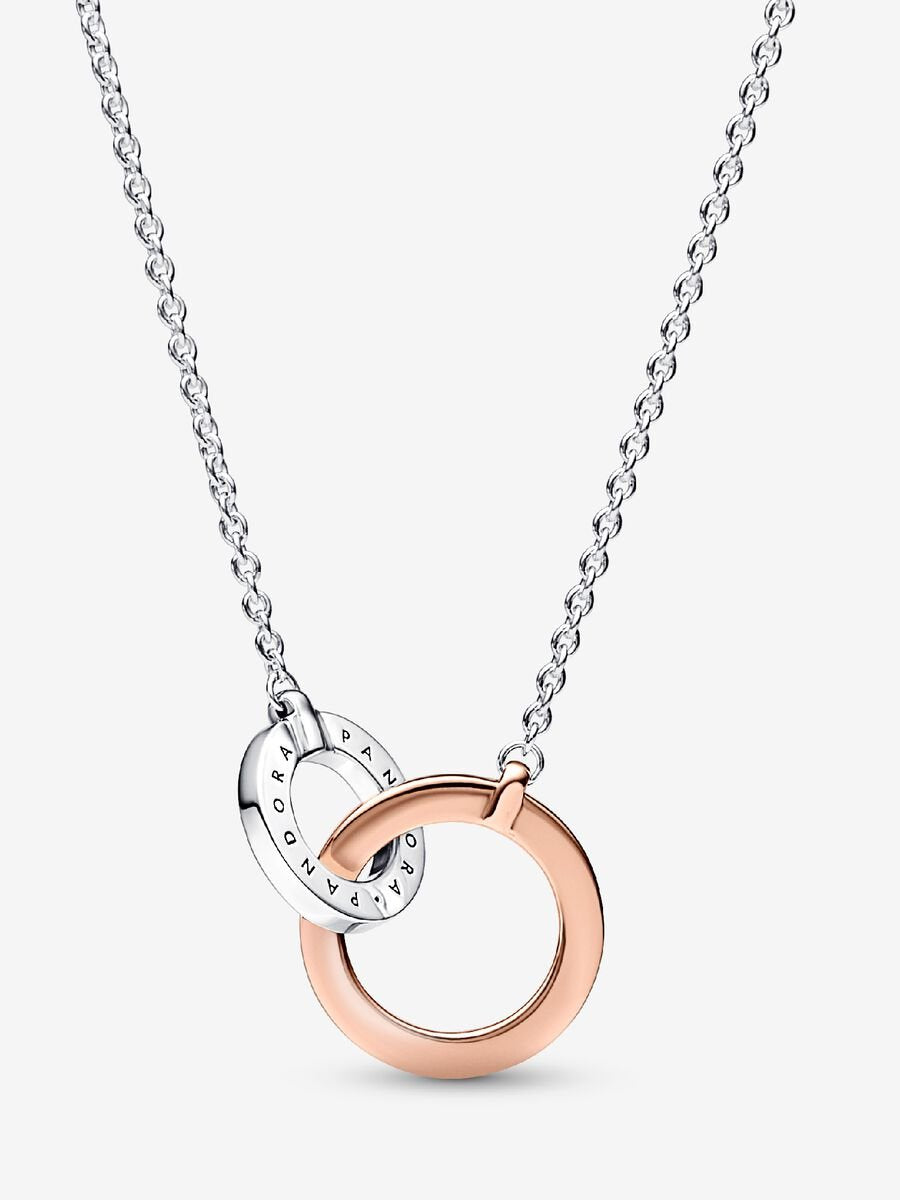 Pandora Signature Two tone Intertwined Circles Necklace
Sterling silver, 14k rose gold plating