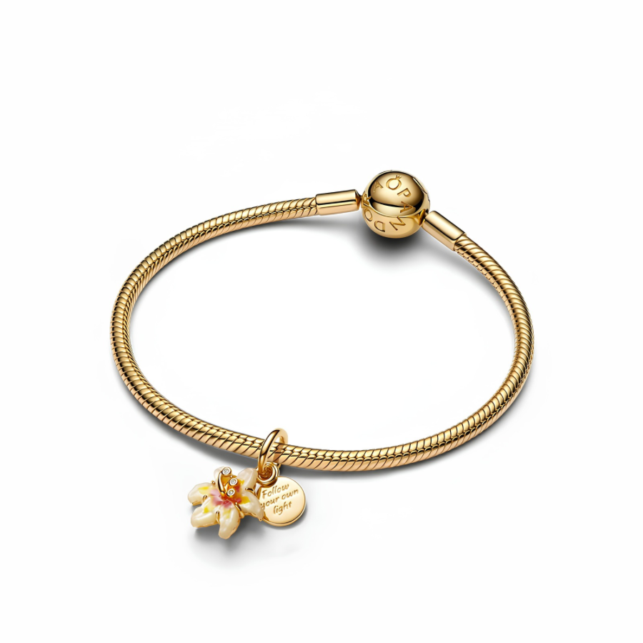 Disney 14K Gold Plated Tangled Sundrop Flower Glow-in-the-dark Charm