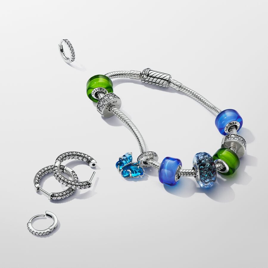 Blue Murano Glass Butterfly Dangle Charm