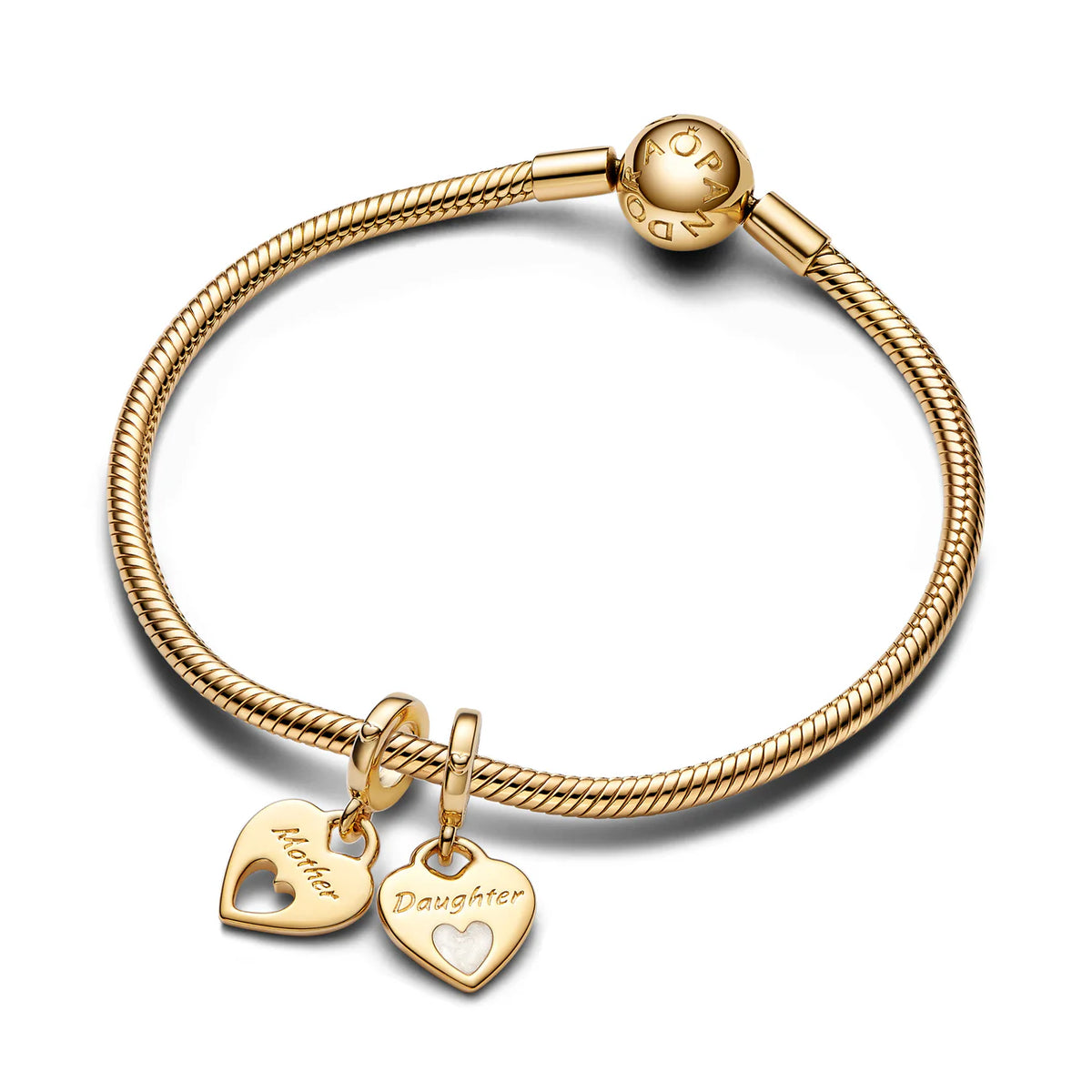 Mother & Daughter Double Heart Split Dangle Charm