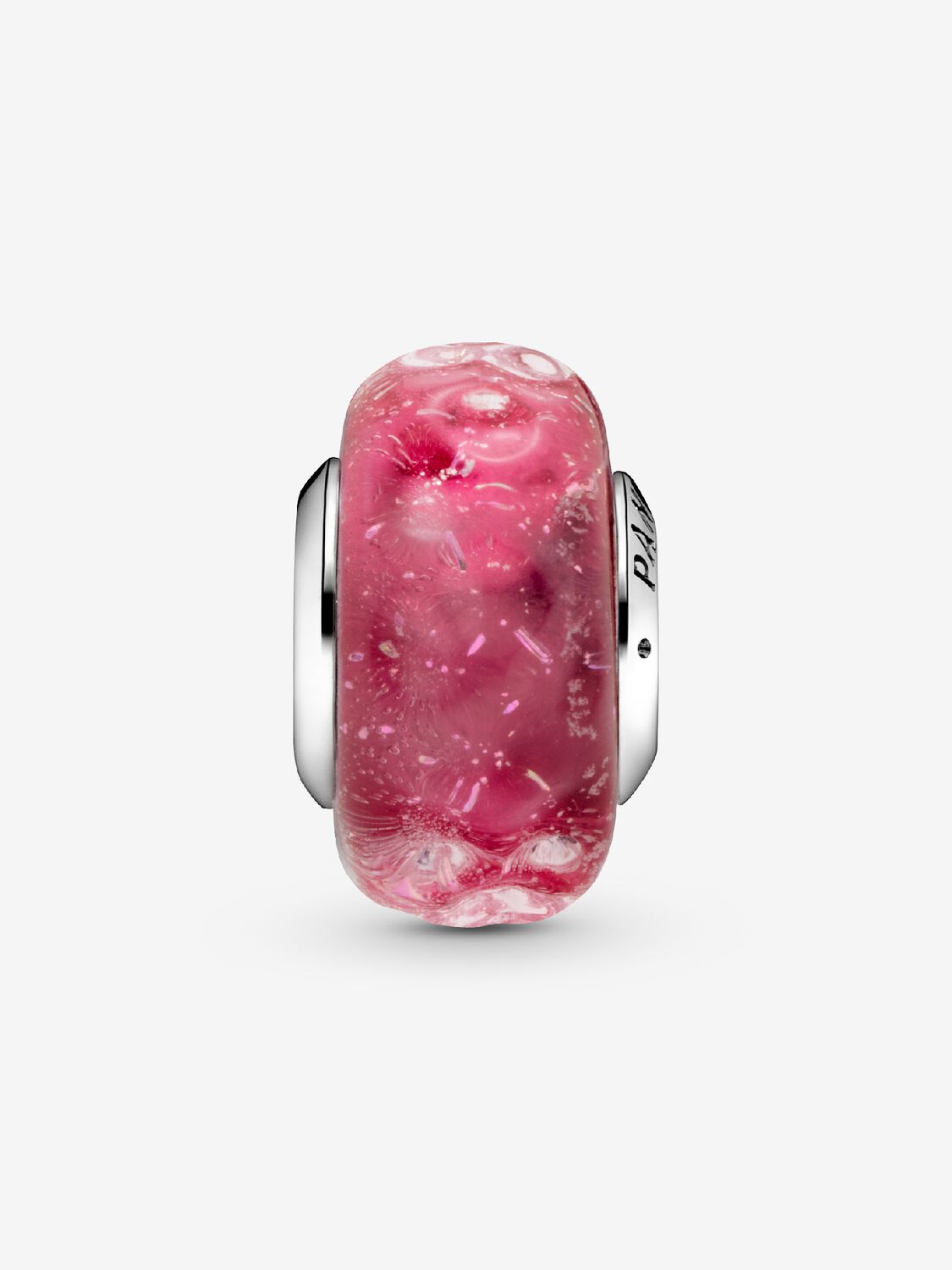 Wavy Fancy Pink Murano Glass Charm