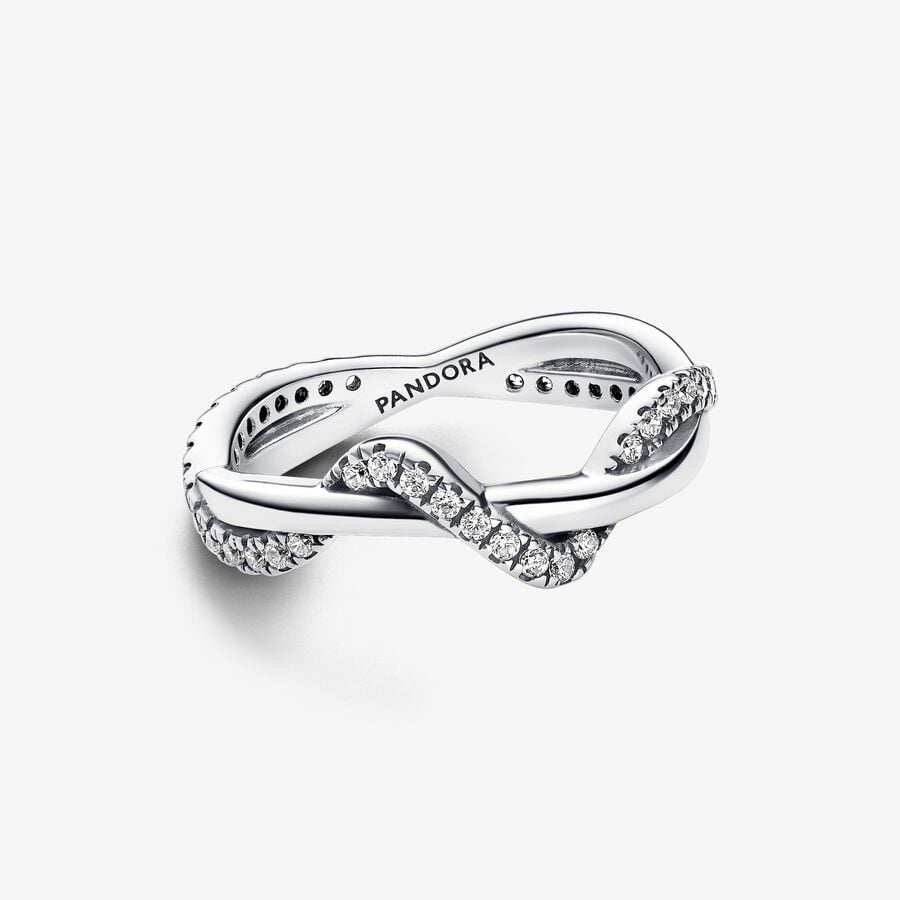 Sparkling Intertwined Wave Ring