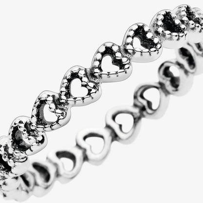 Openwork heart silver ring