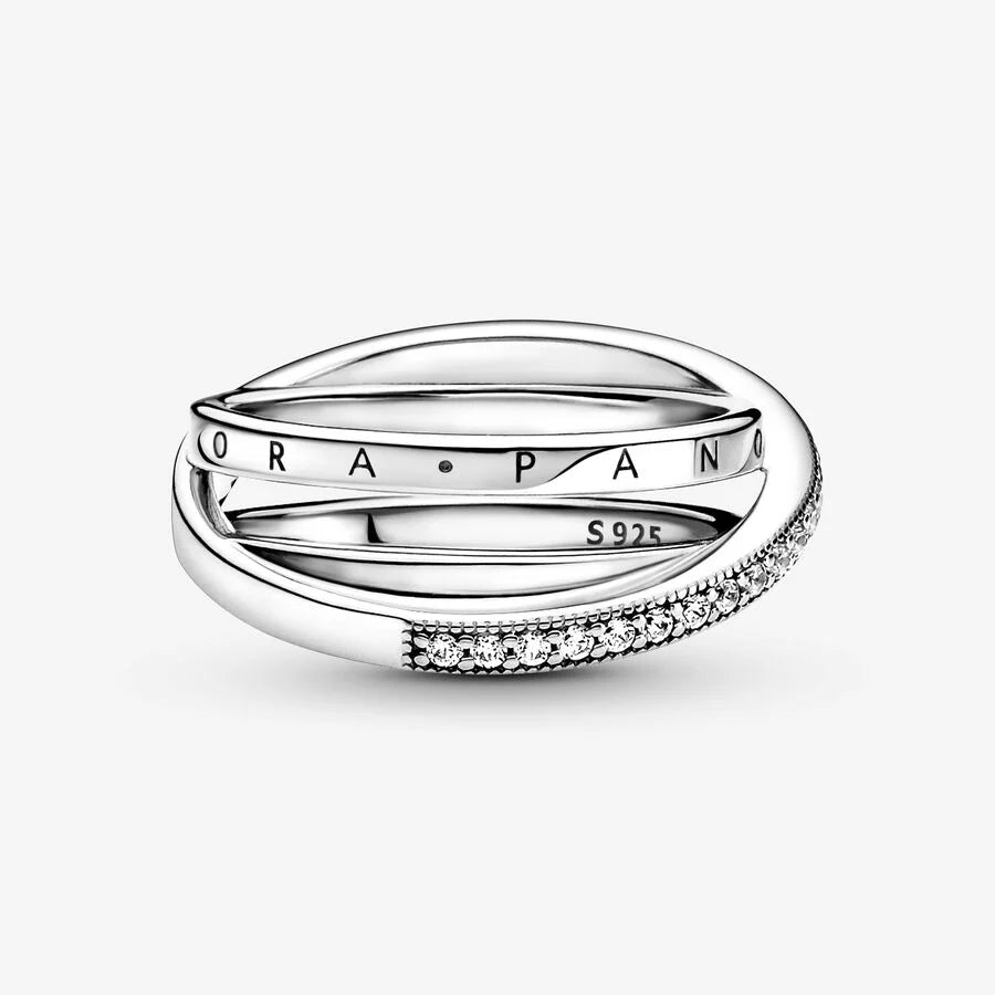 Crossover Pavé Triple Band Ring