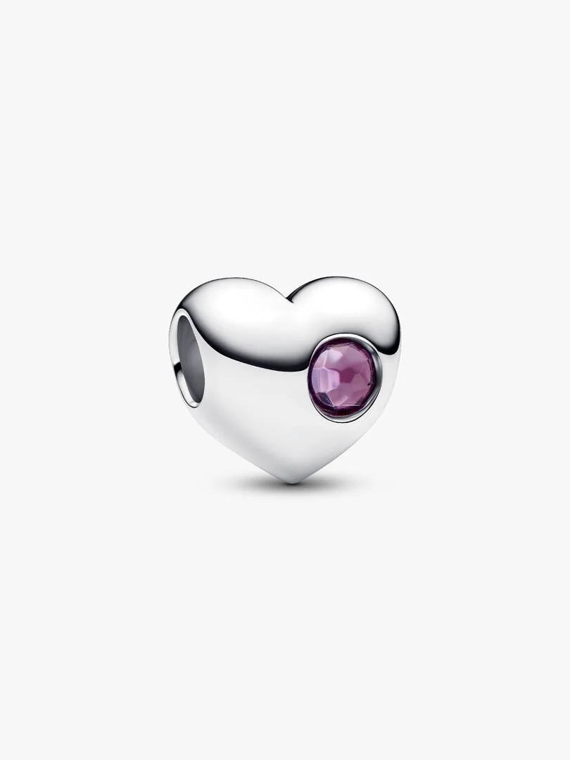 Engravable February Birthstone Heart Charm