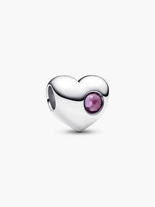 Engravable February Birthstone Heart Charm