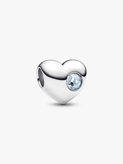 Engravable March Birthstone Heart Charm