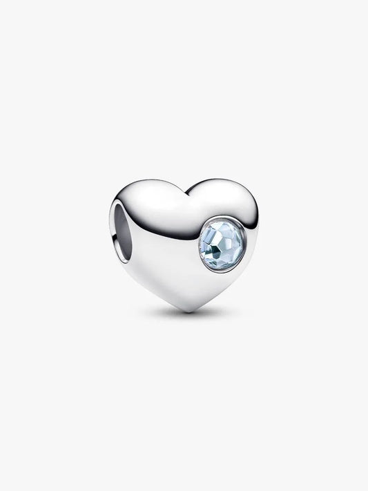 Engravable March Birthstone Heart Charm