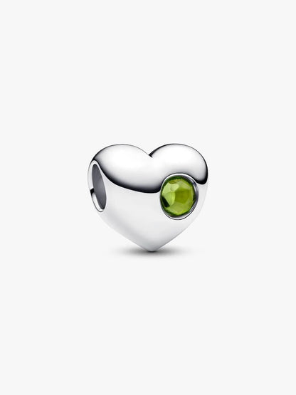 Engravable August Birthstone Heart Charm