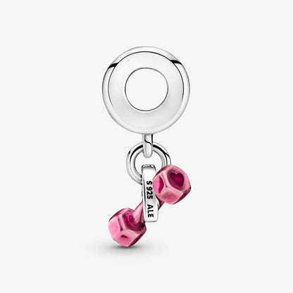 Dumbbell & Heart Dangle Charm