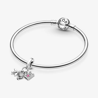 Airplane, Globe & Suitcase Dangle Charm