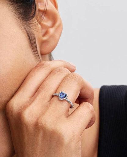 Sparkling Blue Elevated Heart Ring
