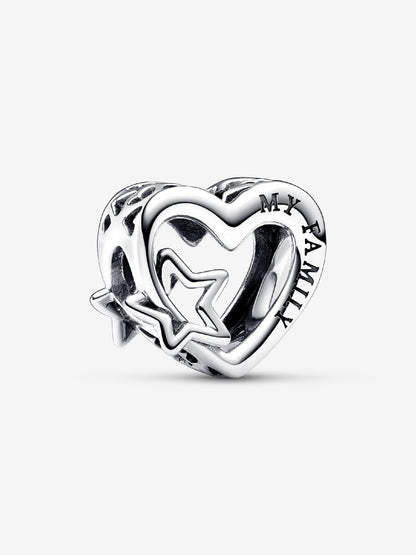 Openwork Family Heart & Star Charm