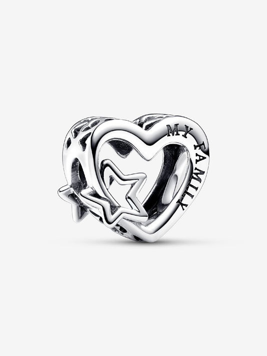 Openwork Family Heart & Star Charm