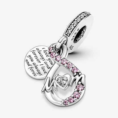 Mum Infinity Pavé Double Dangle Charm