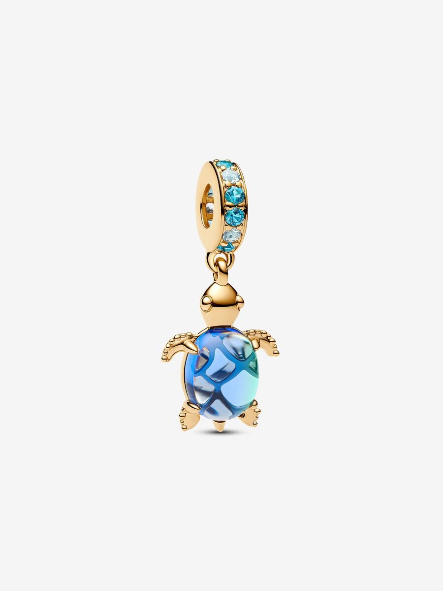 Murano Glass blue Sea Turtle Dangle Charm