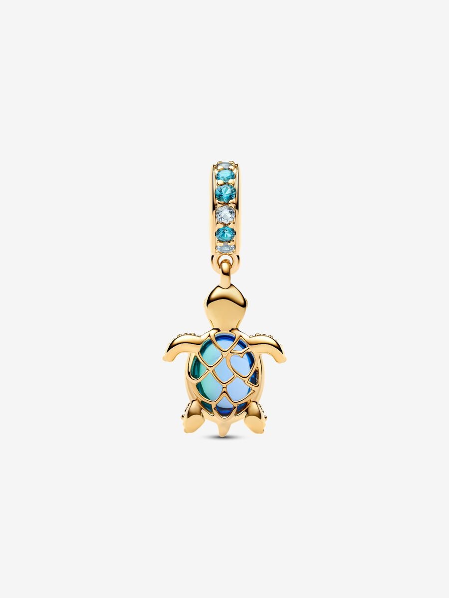 Murano Glass blue Sea Turtle Dangle Charm
