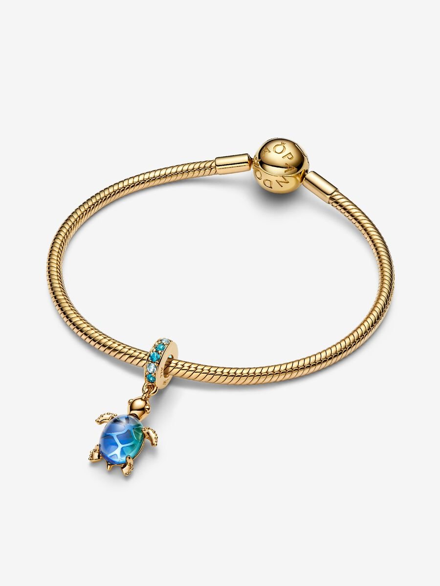 Murano Glass blue Sea Turtle Dangle Charm