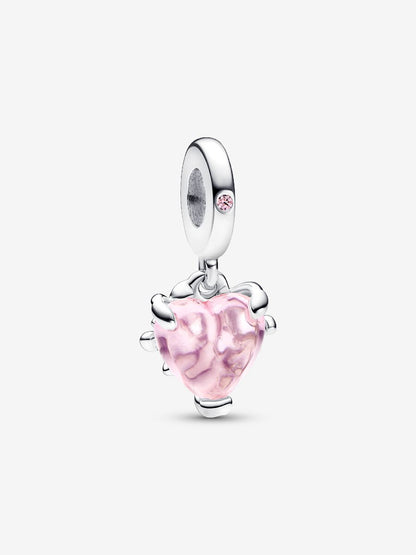 Pink Family Tree & Heart Dangle Charm