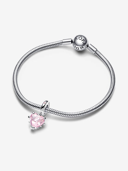 Pink Family Tree & Heart Dangle Charm