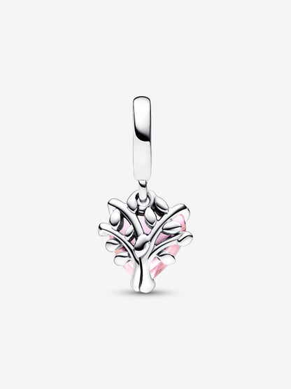 Pink Family Tree & Heart Dangle Charm
