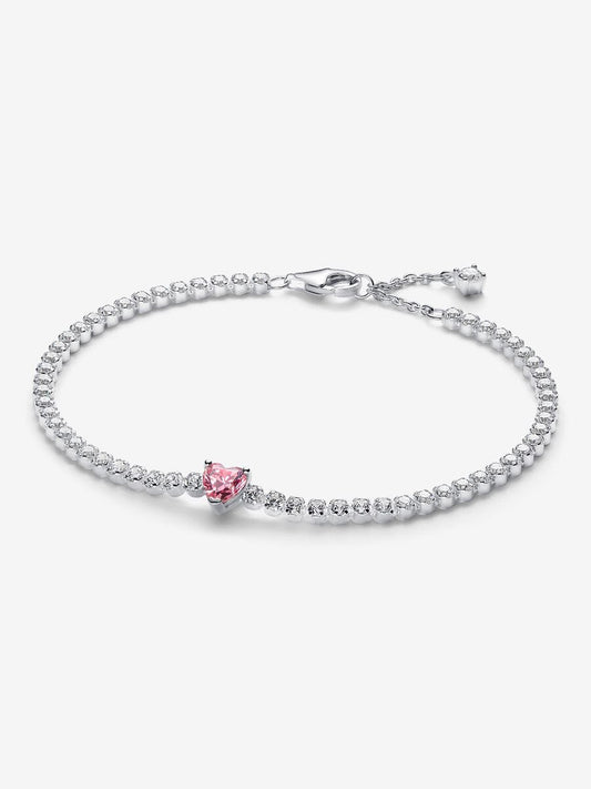 BEST SELLER | Pink Sparkling Heart Tennis Bracelet