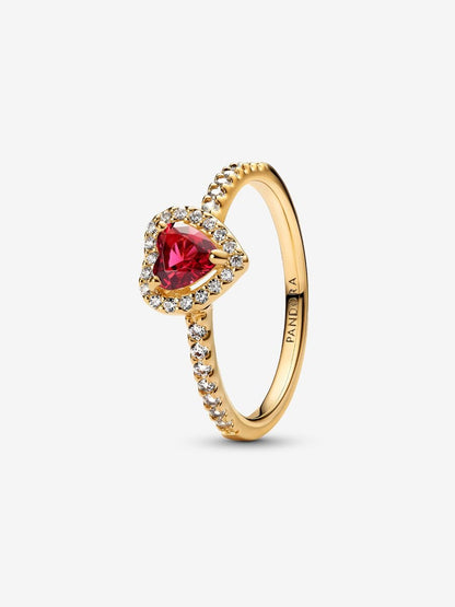 Elevated Gold Red Heart Ring