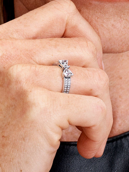Sparkling Bow Double-row Ring