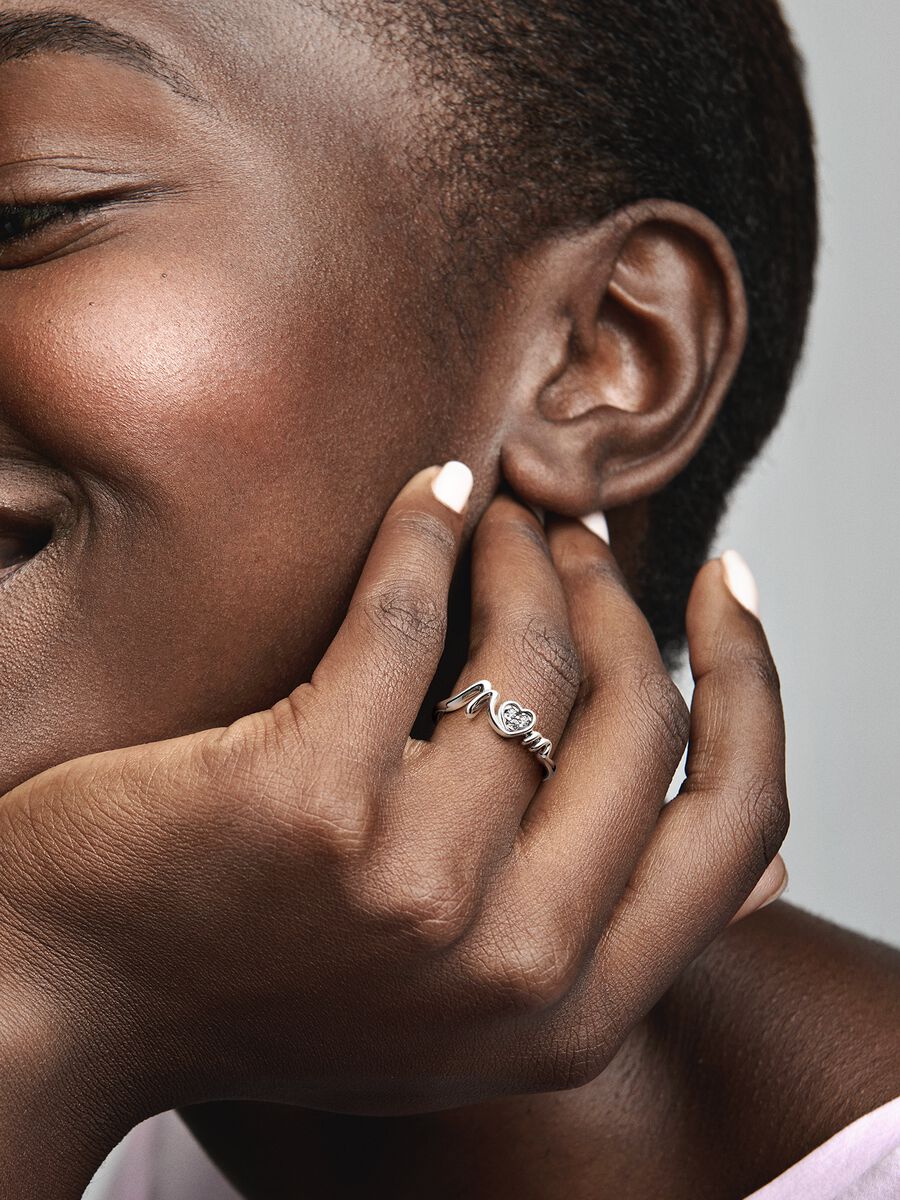Mom Pavé Heart Ring
