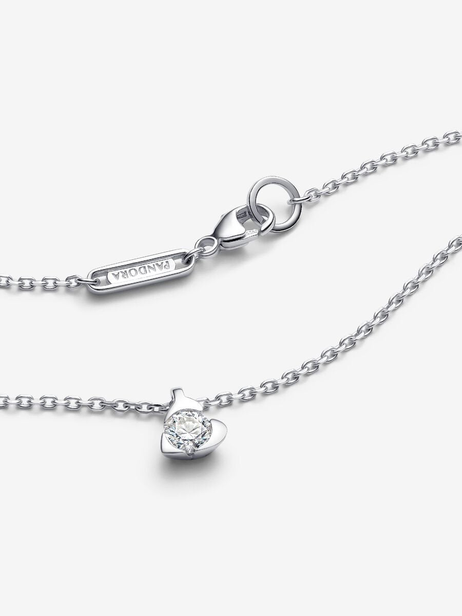 Pandora Talisman Sterling Silver Lab-grown Diamond Heart Pendant Necklace