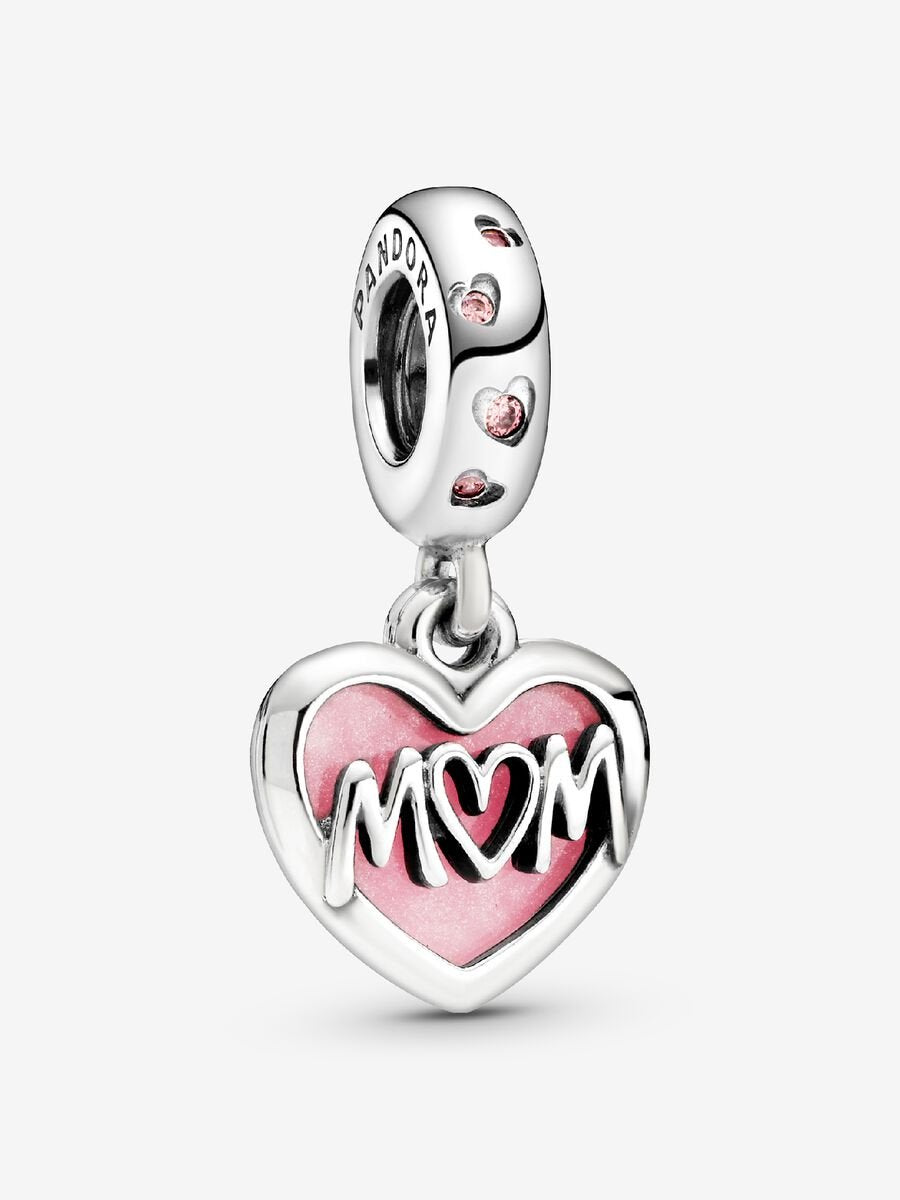 Mom Script Heart Dangle Charm