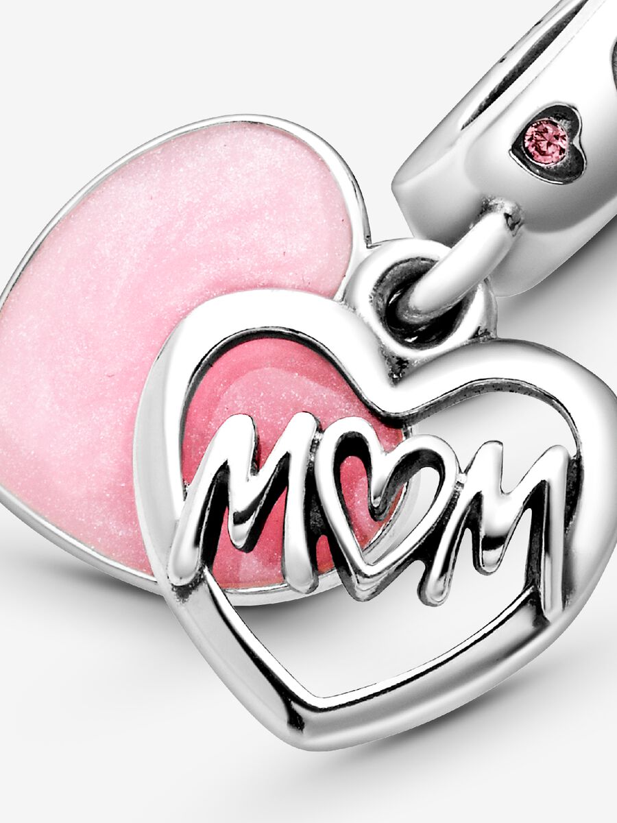 Mom Script Heart Dangle Charm