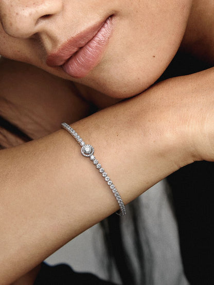 Sparkling Halo Tennis Bracelet