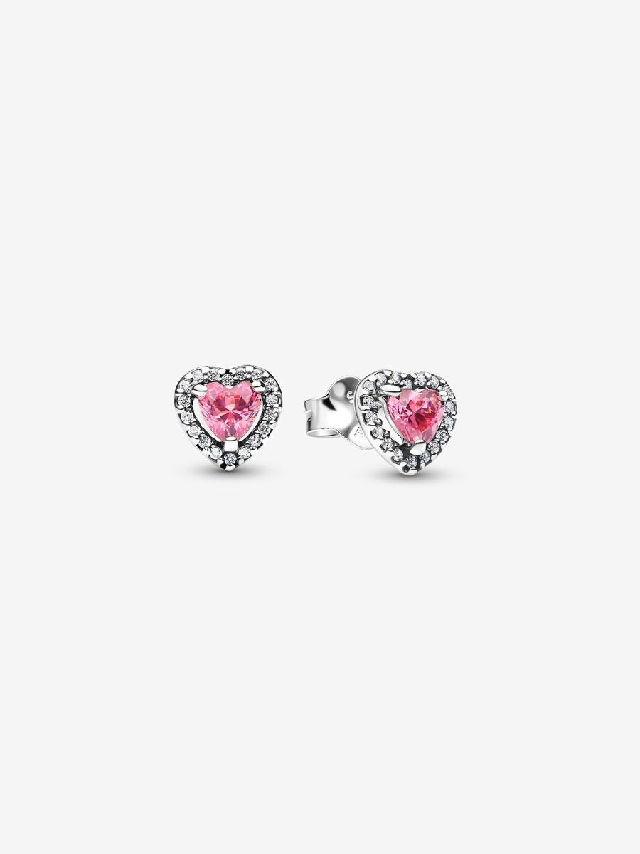 Elevated Pink Heart Stud Earrings