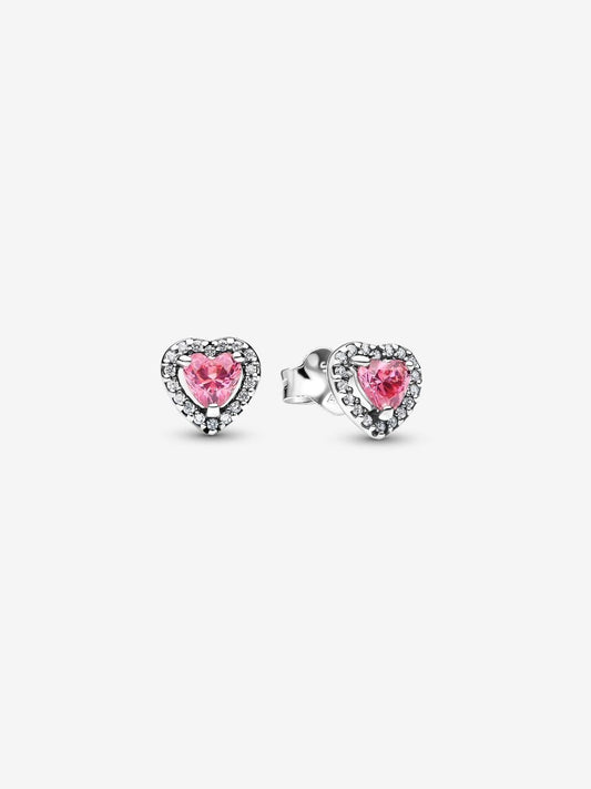 Elevated Pink Heart Stud Earrings