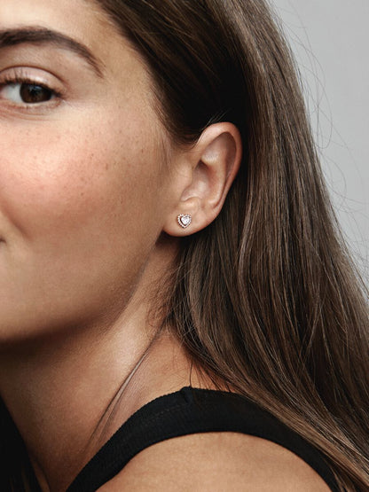 Sparkling Elevated Heart Stud Earrings