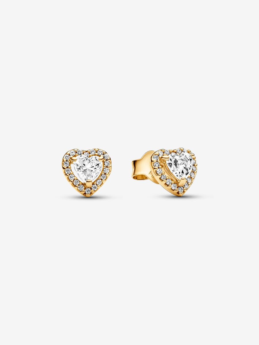 Sparkling Elevated Heart Stud Earrings
