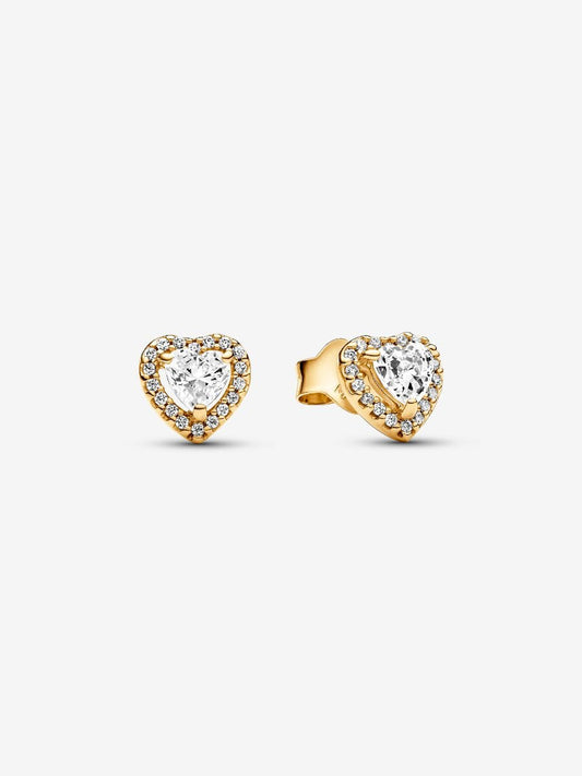 Sparkling Elevated Heart Stud Earrings