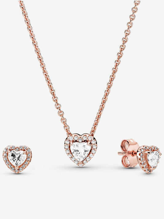 Elevated Heart Necklace & Earrings Set