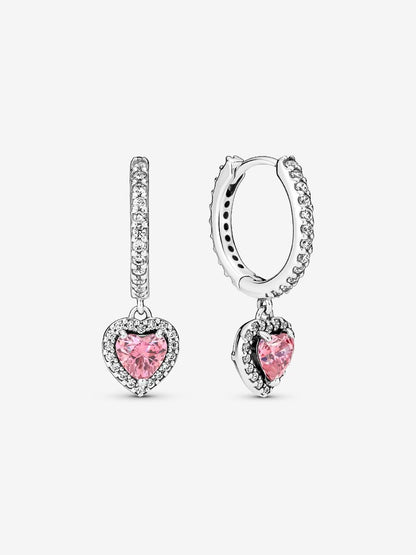 Sparkling Halo Heart Hoop Earrings