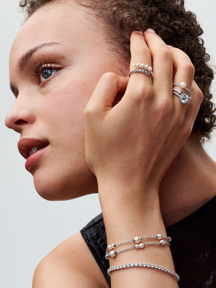 Treated Freshwater Cultured Pearl Station Chain Bracelet