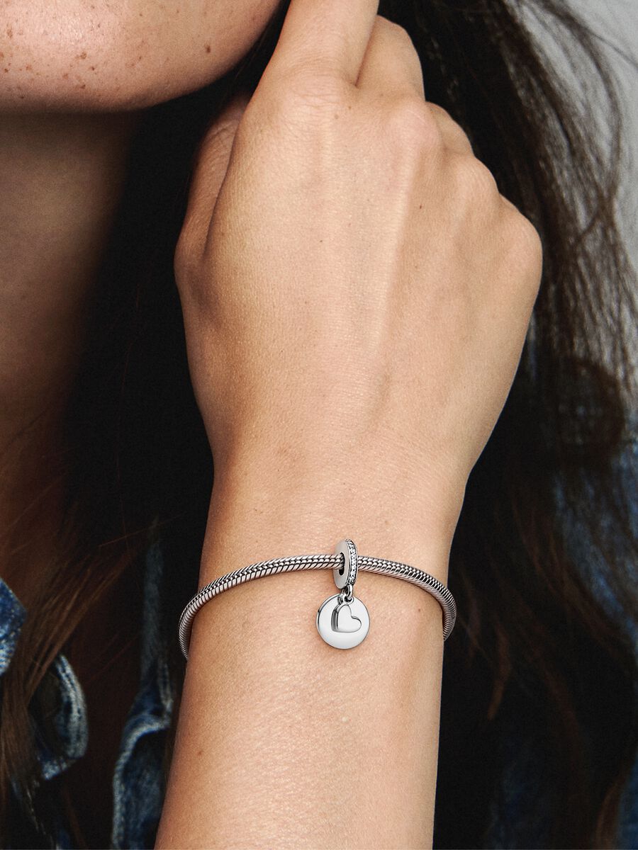 Engravable Heart Disc Dangle Charm
Sterling silver