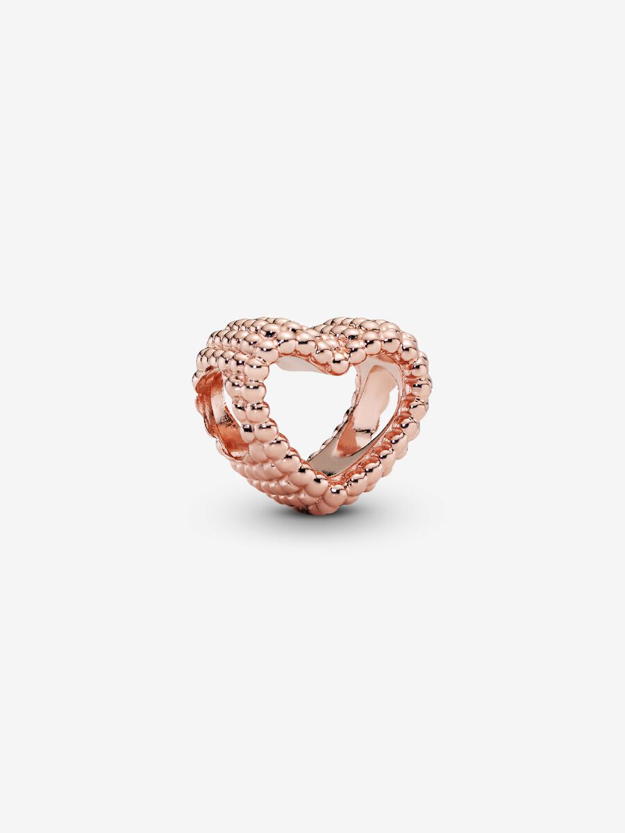 Beaded Open Heart Charm
14k rose gold plating