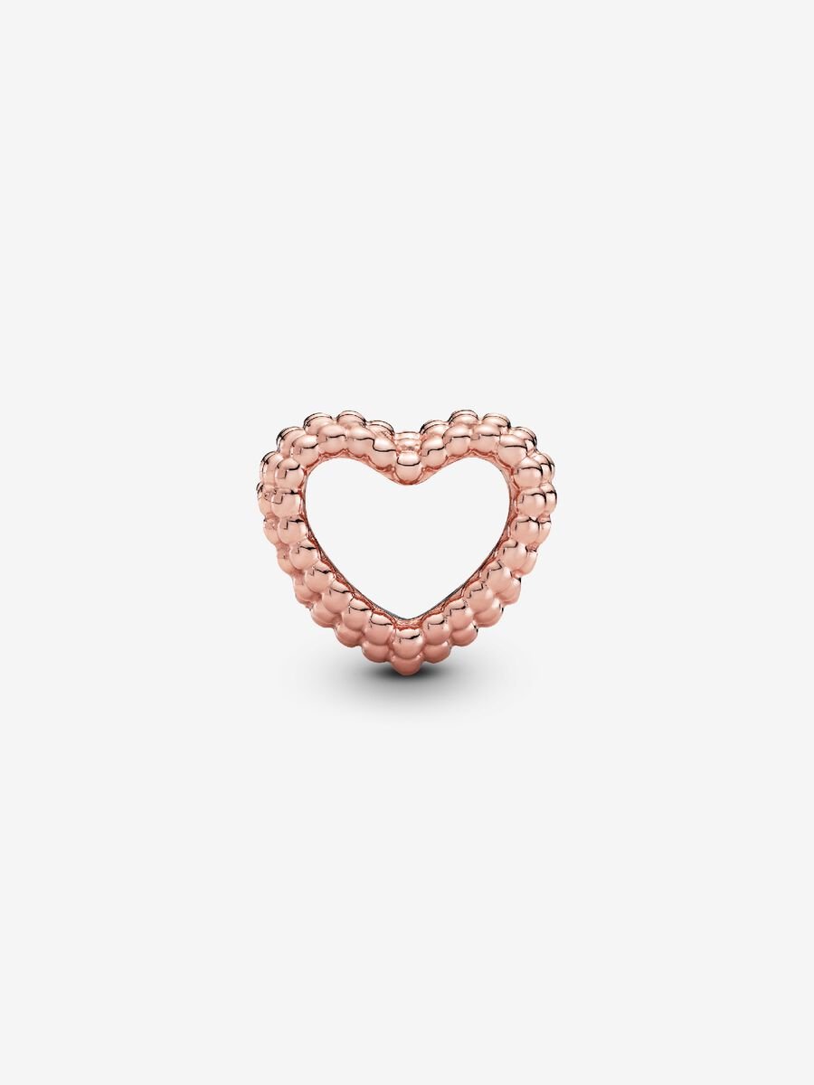 Beaded Open Heart Charm
14k rose gold plating