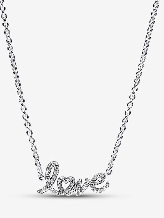 Sparkling Handwritten Love Collier Necklace