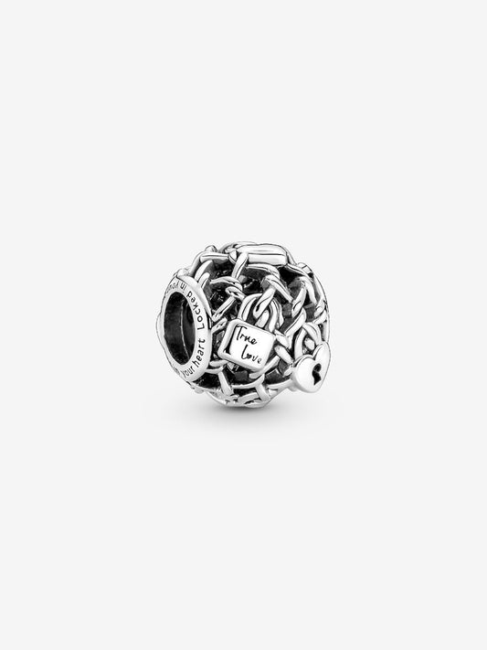 Openwork Chain Link Padlock Charm