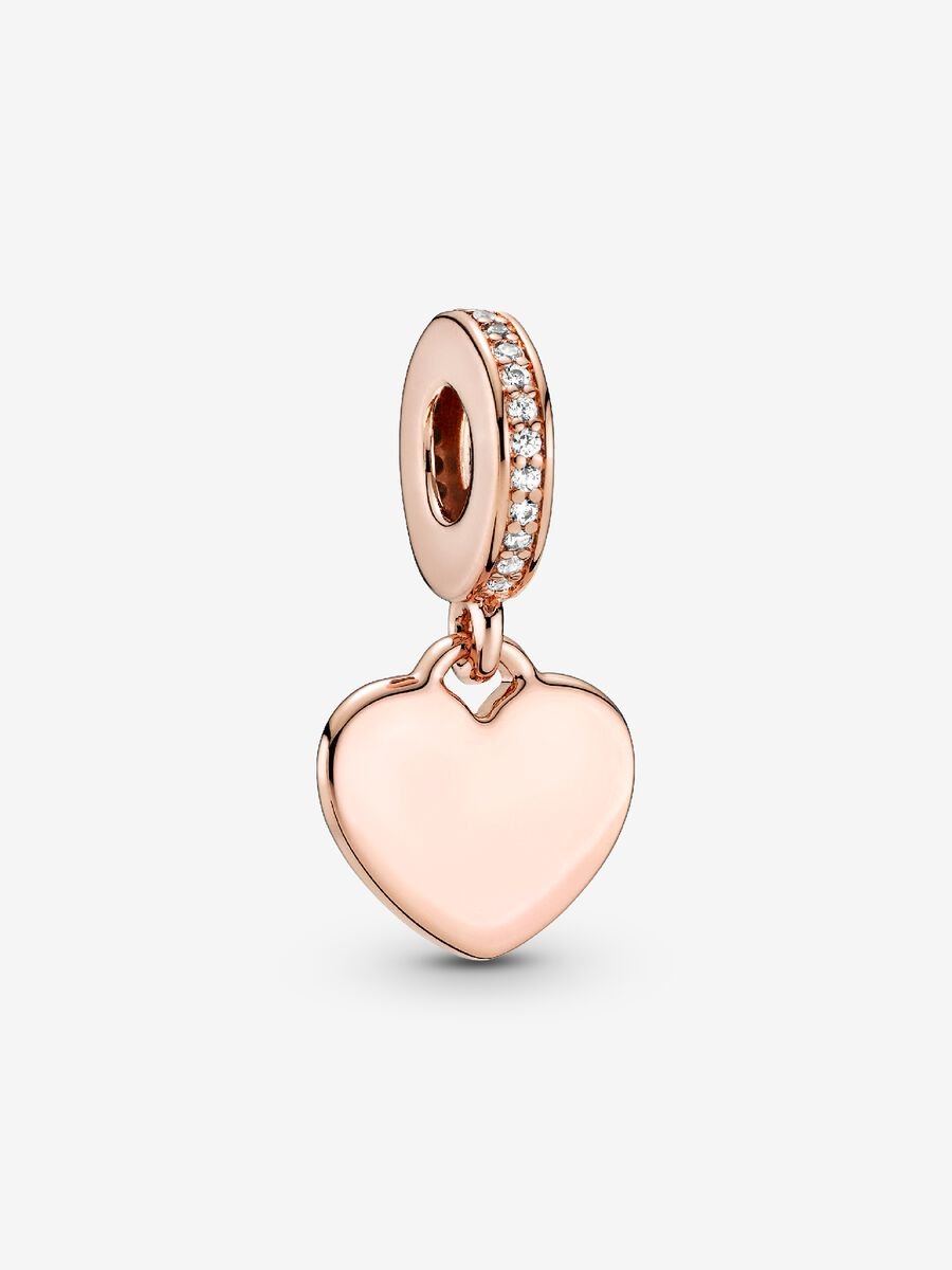 Engravable Heart Tag Dangle Charm
14k rose gold plating